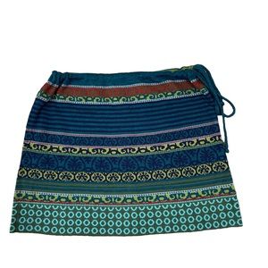 Icelandic Design Size L Skirt Fair Isle Wool Blend Abby Mini Drawstring Blue